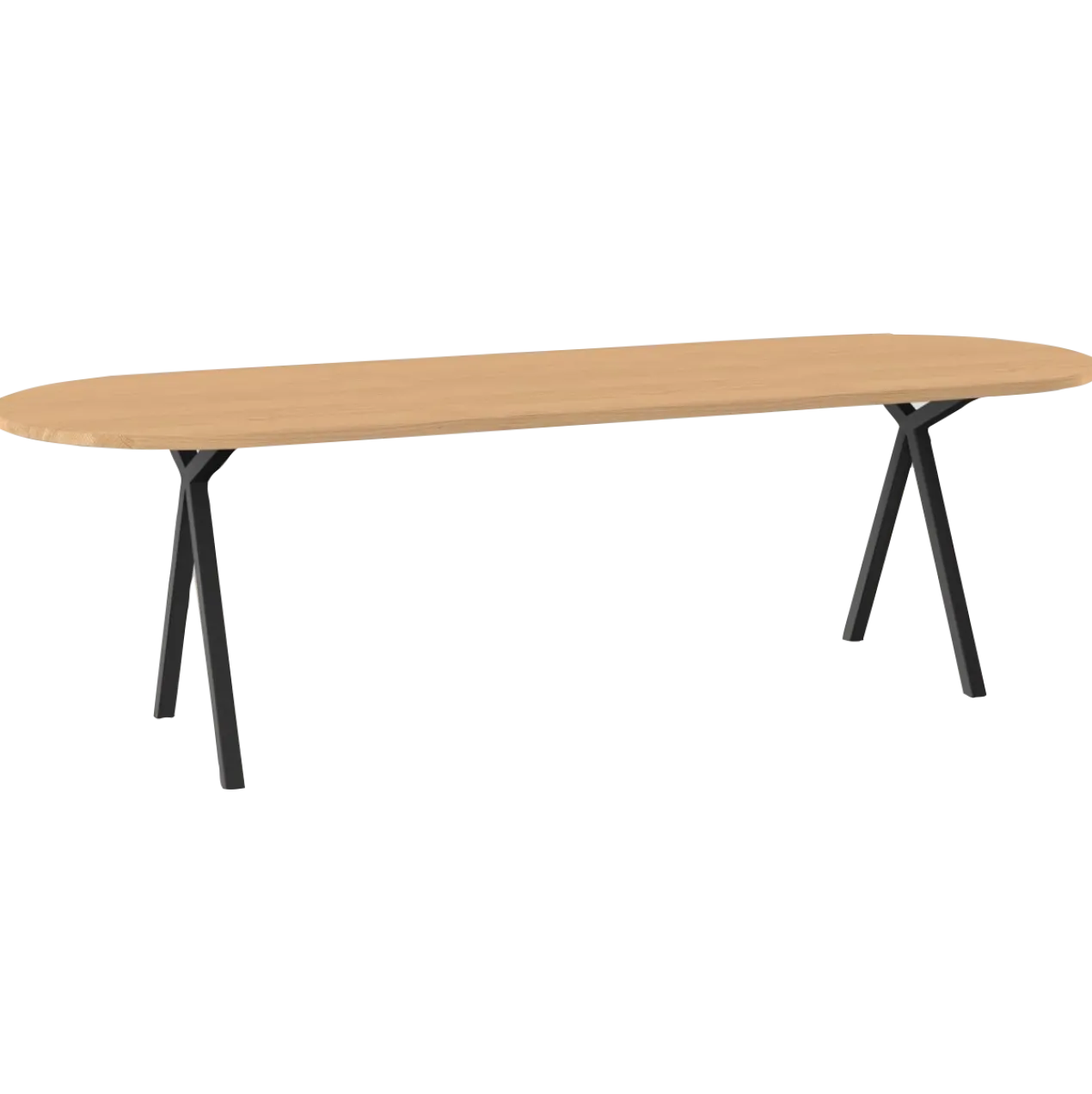 Eettafel Slim X-type plat ovaal naturel 280x90 cm recht