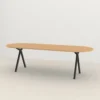 Eettafel Slim X-type plat ovaal naturel 300x90 cm recht
