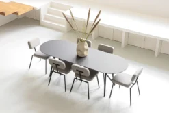 Eettafel Slim X-type plat ovaal naturel 300x90 cm recht