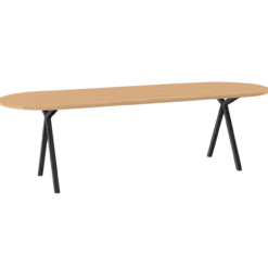 Eettafel Slim X-type plat ovaal naturel 300x90 cm recht