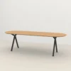 Eettafel Slim X-type plat ovaal naturel 300x90 cm verjond