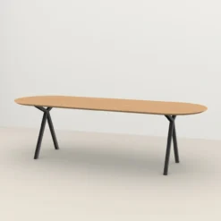 Eettafel Slim X-type plat ovaal naturel 300x90 cm verjond