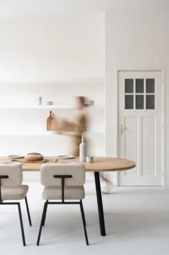 Eettafel Slim X-type plat ovaal naturel 300x90 cm verjond