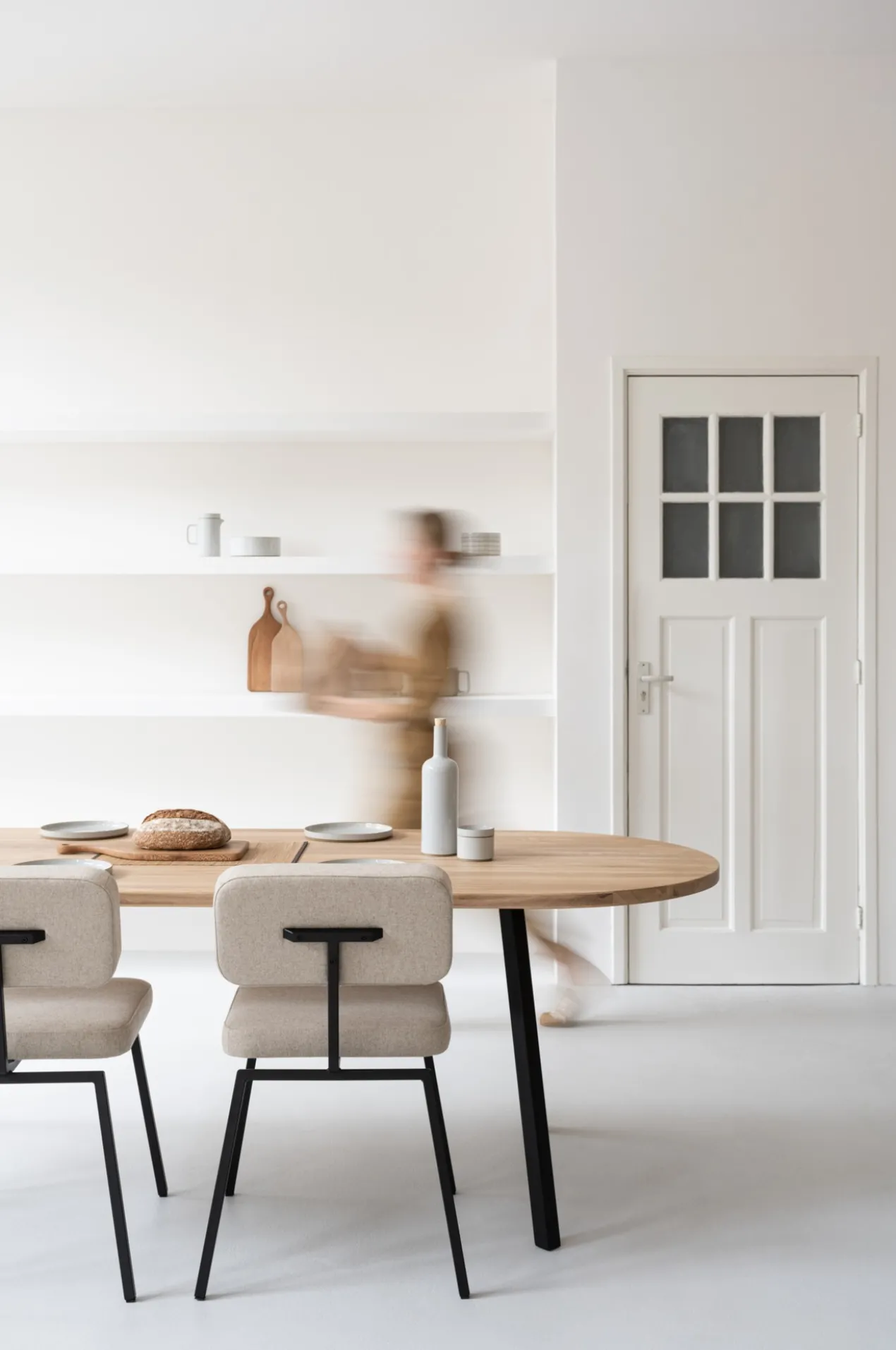 Eettafel Slim X-type plat ovaal naturel 300x90 cm verjond