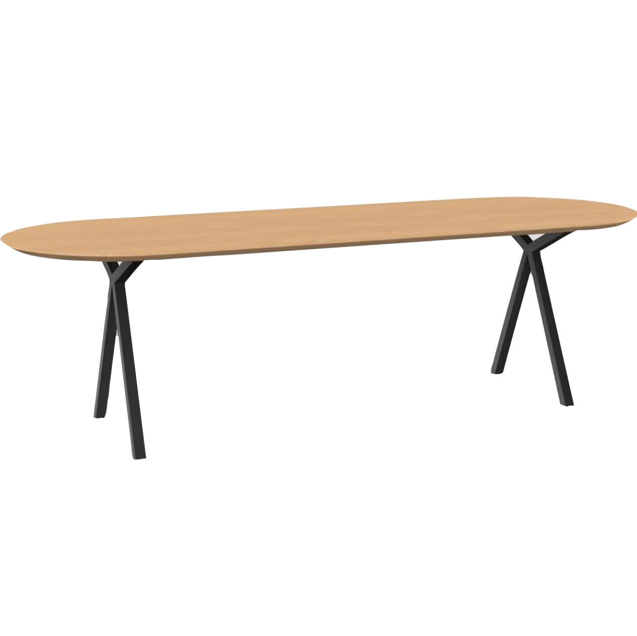 Eettafel Slim X-type plat ovaal naturel 300x90 cm verjond
