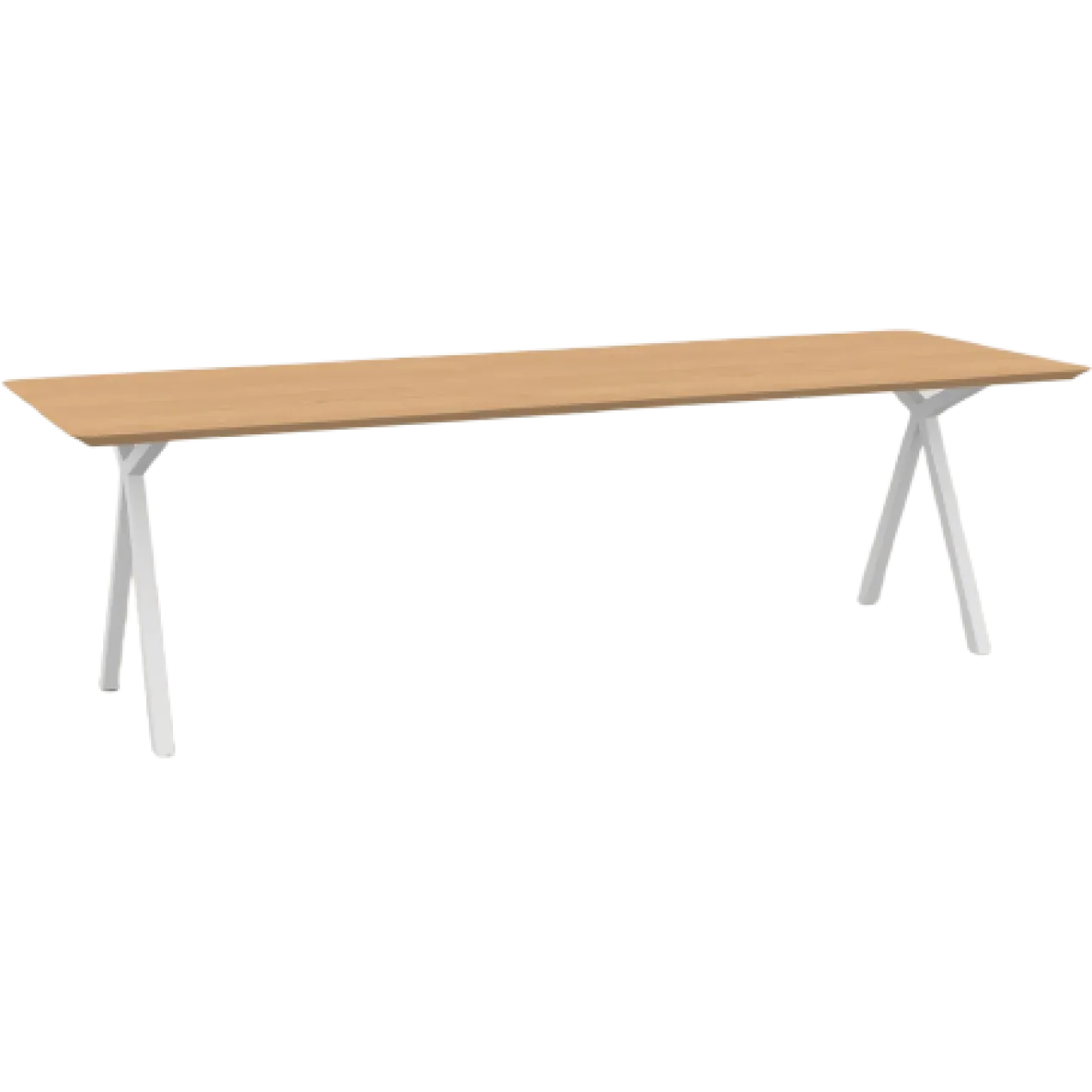 Eettafel Slim X-type wit frame naturel 240x90 cm verjongd