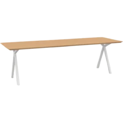 Eettafel Slim X-type wit frame naturel 260x90 cm verjongd