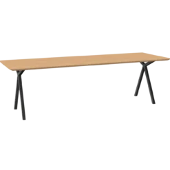Eettafel Slim X-type zwart frame naturel 220x90 cm verjongd