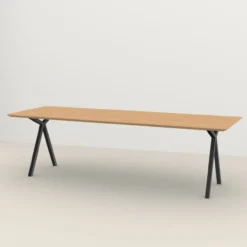 Eettafel Slim X-type zwart frame naturel 260x90 cm verjongd