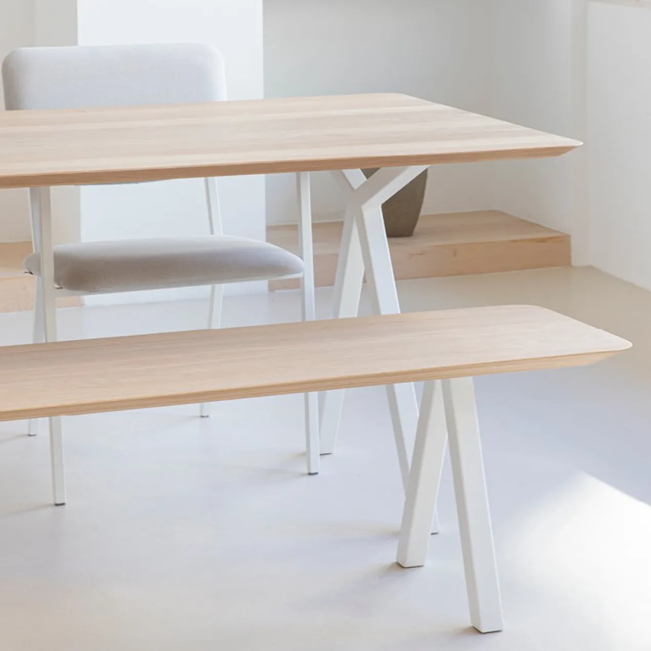 Eettafel Slim X wit HPL 180x90 cm rechte rand
