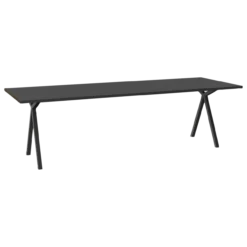 Eettafel Slim X zwart 220x90 cm rechte rand