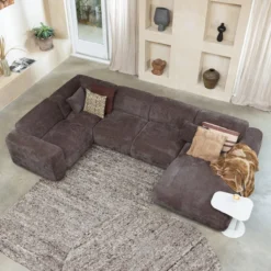 Efia vloerkleed rond wol bruin melange o200 cm