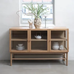 Eikenhouten dressoir Boris - met glazen deuren Naturel