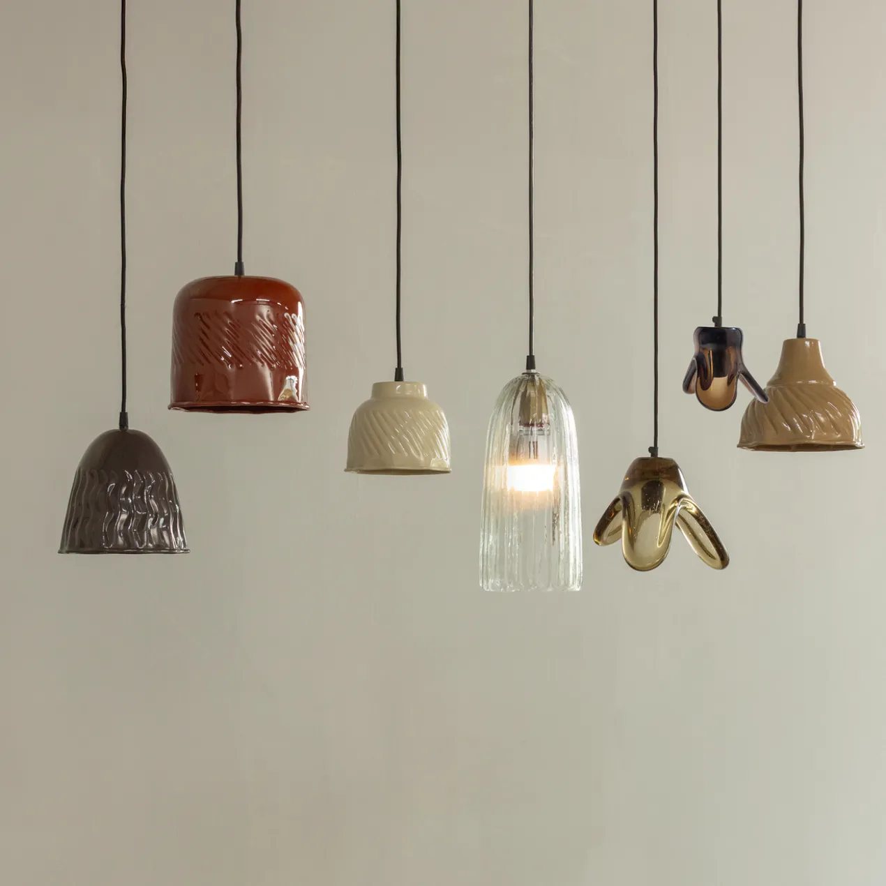 Elle hanglamp groot glas groen