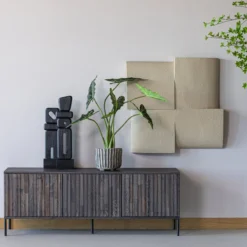 Elon sculptuur ornamenten hout zwart - set van 2