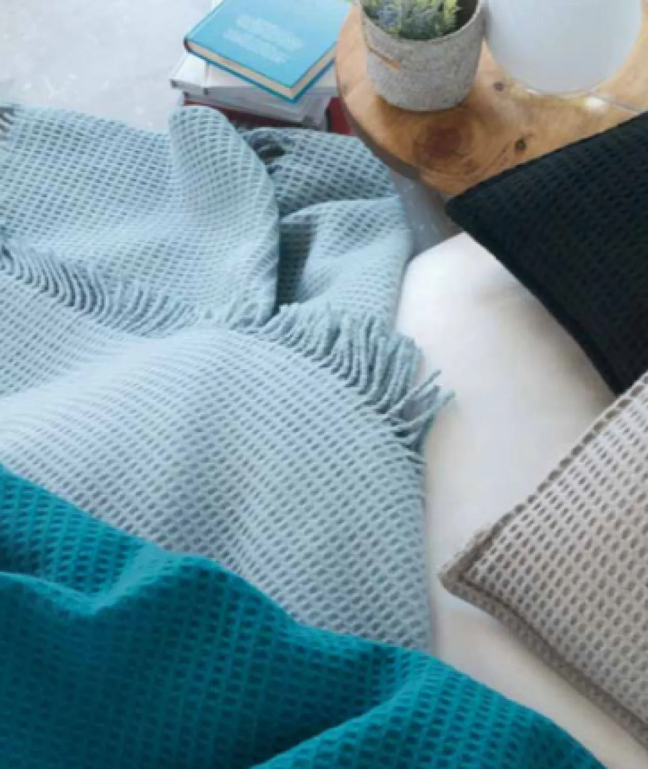 Euromant plaid Wafel Moss groen 140 x 180 cm