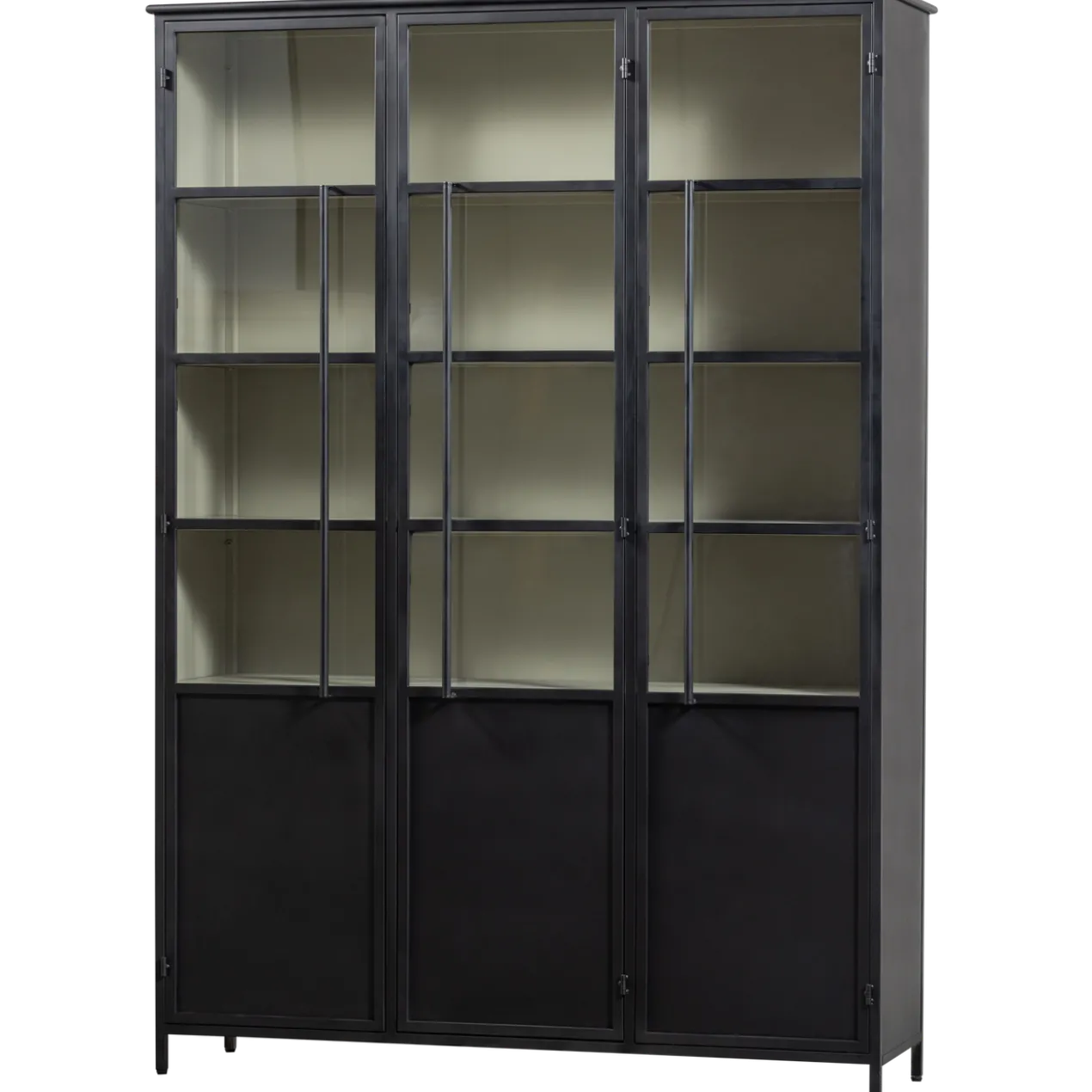 Exhibit xl 3-deurs vitrinekast metaal zwart