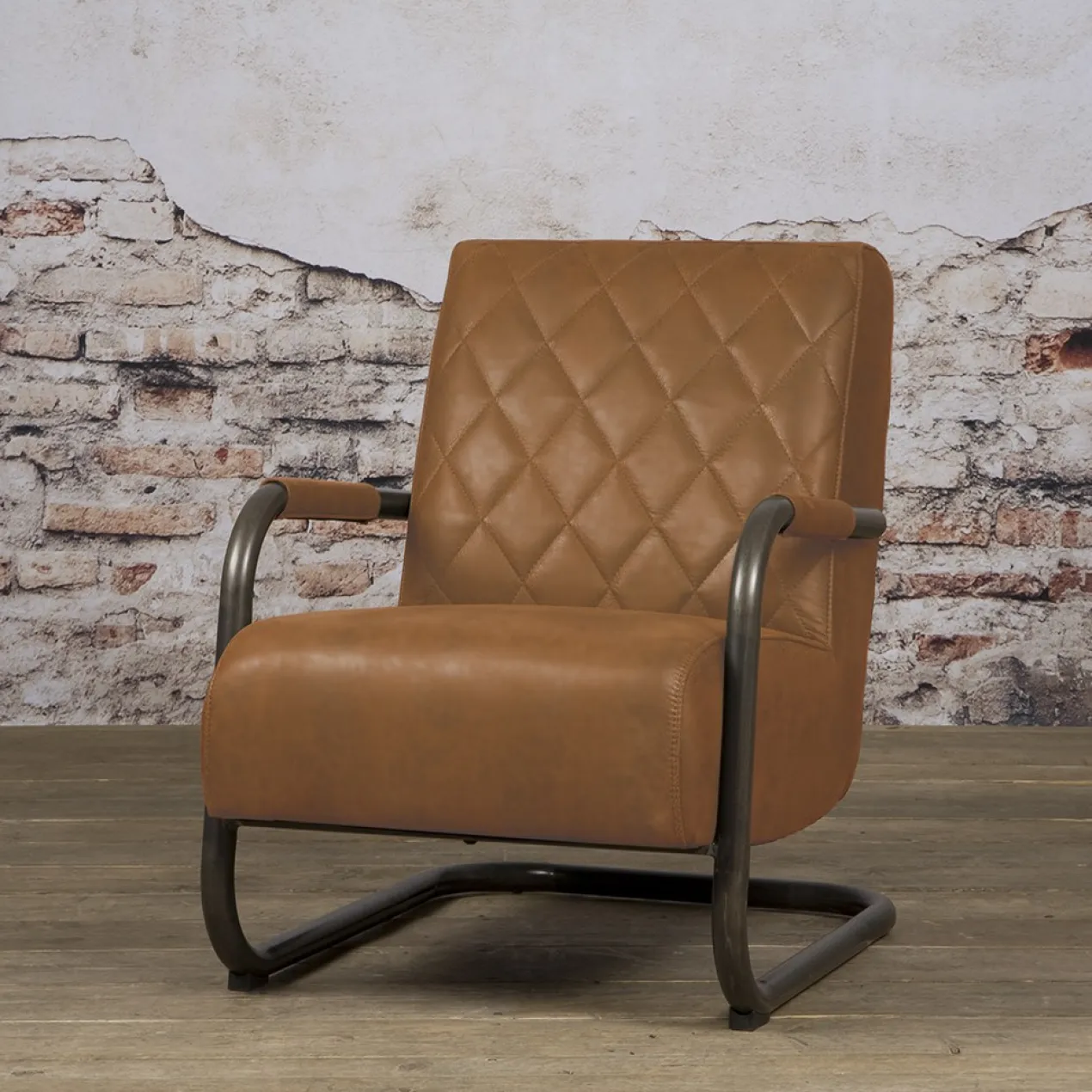 Fauteuil Civo met armleuning bull Cognac - set van 4
