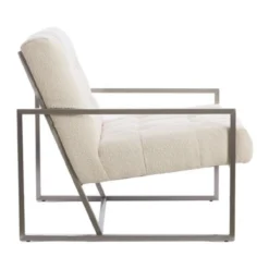 Fauteuil Geneve boucle creme/nickel