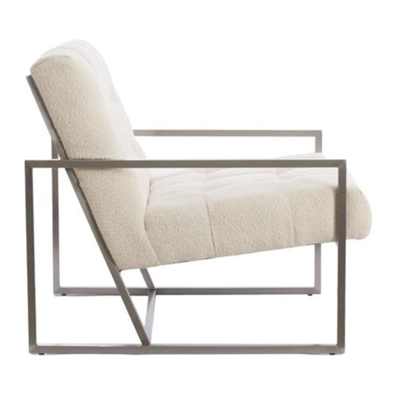 Fauteuil Geneve boucle creme/nickel