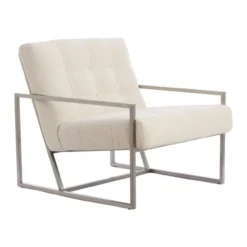 Fauteuil Geneve boucle creme/nickel