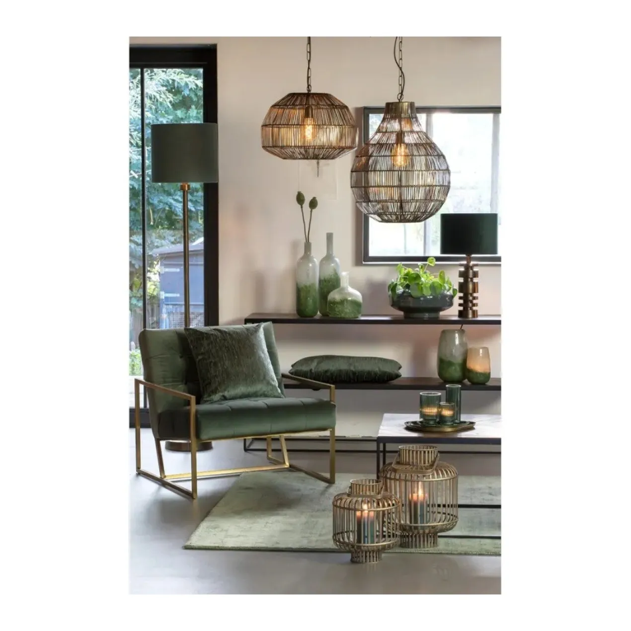 Fauteuil Geneve velvet olive groen