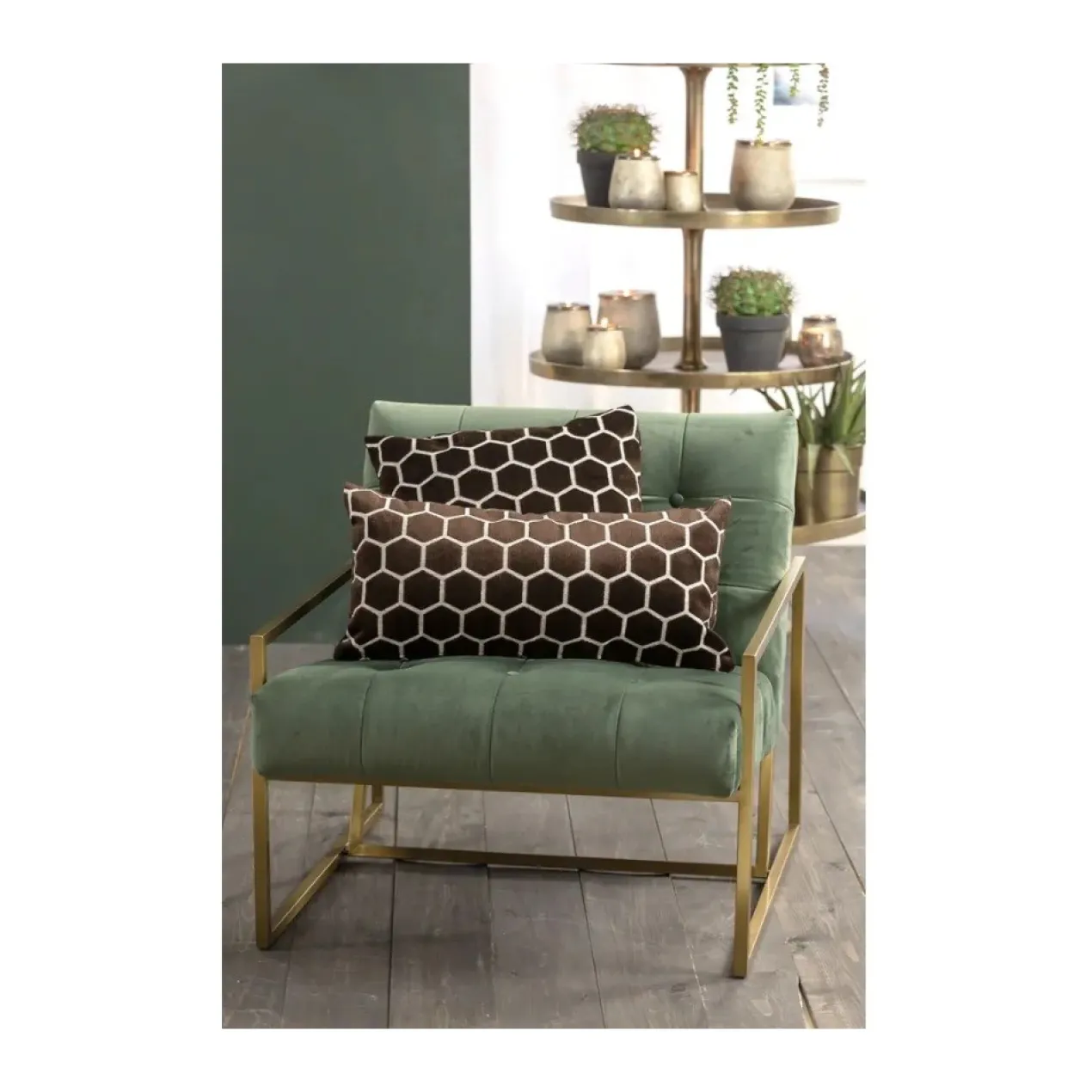 Fauteuil Geneve velvet olive groen