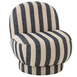Fauteuil gestreept blauw/wit