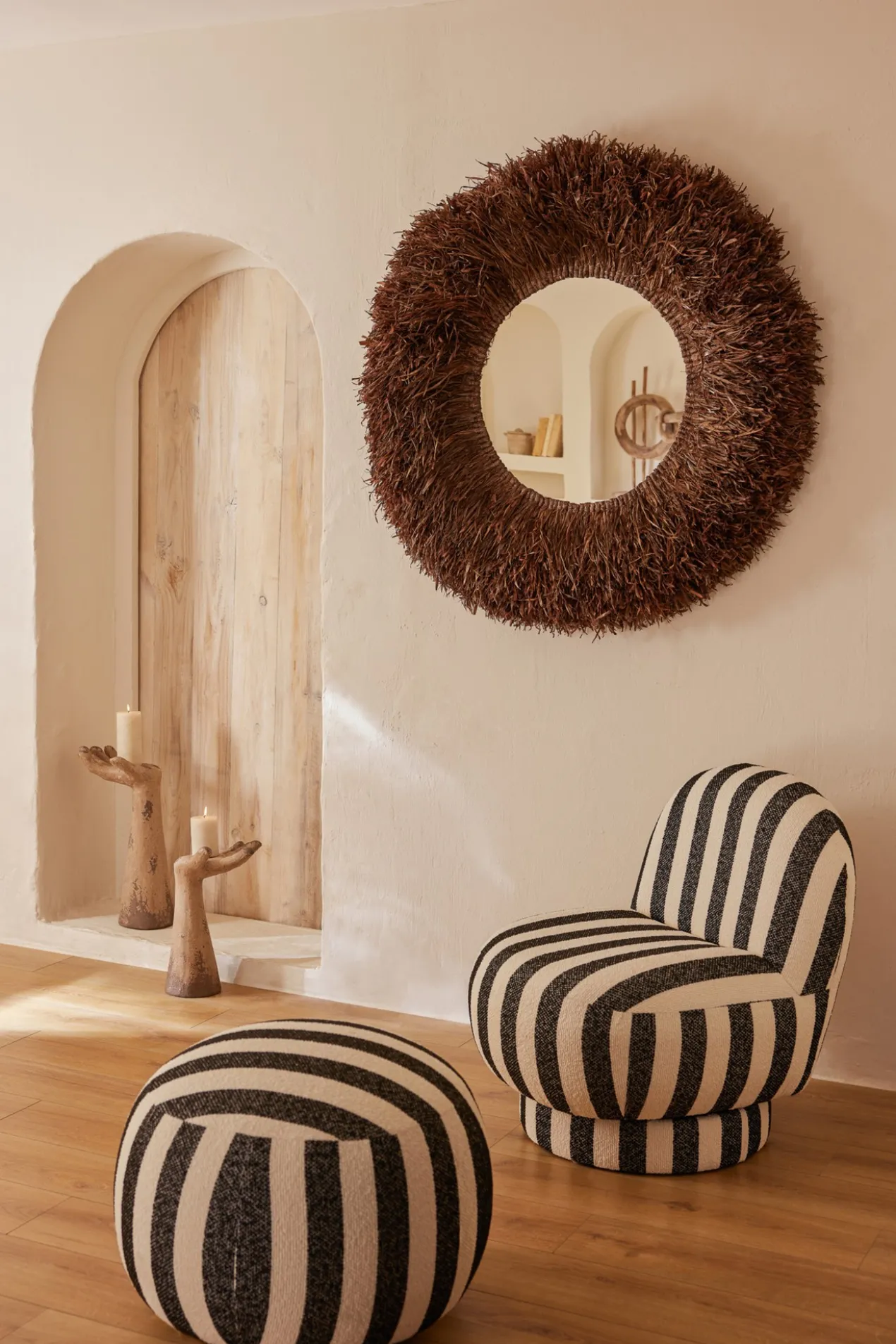 Fauteuil gestreept zwart/wit