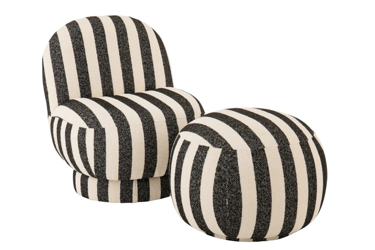 Fauteuil gestreept zwart/wit