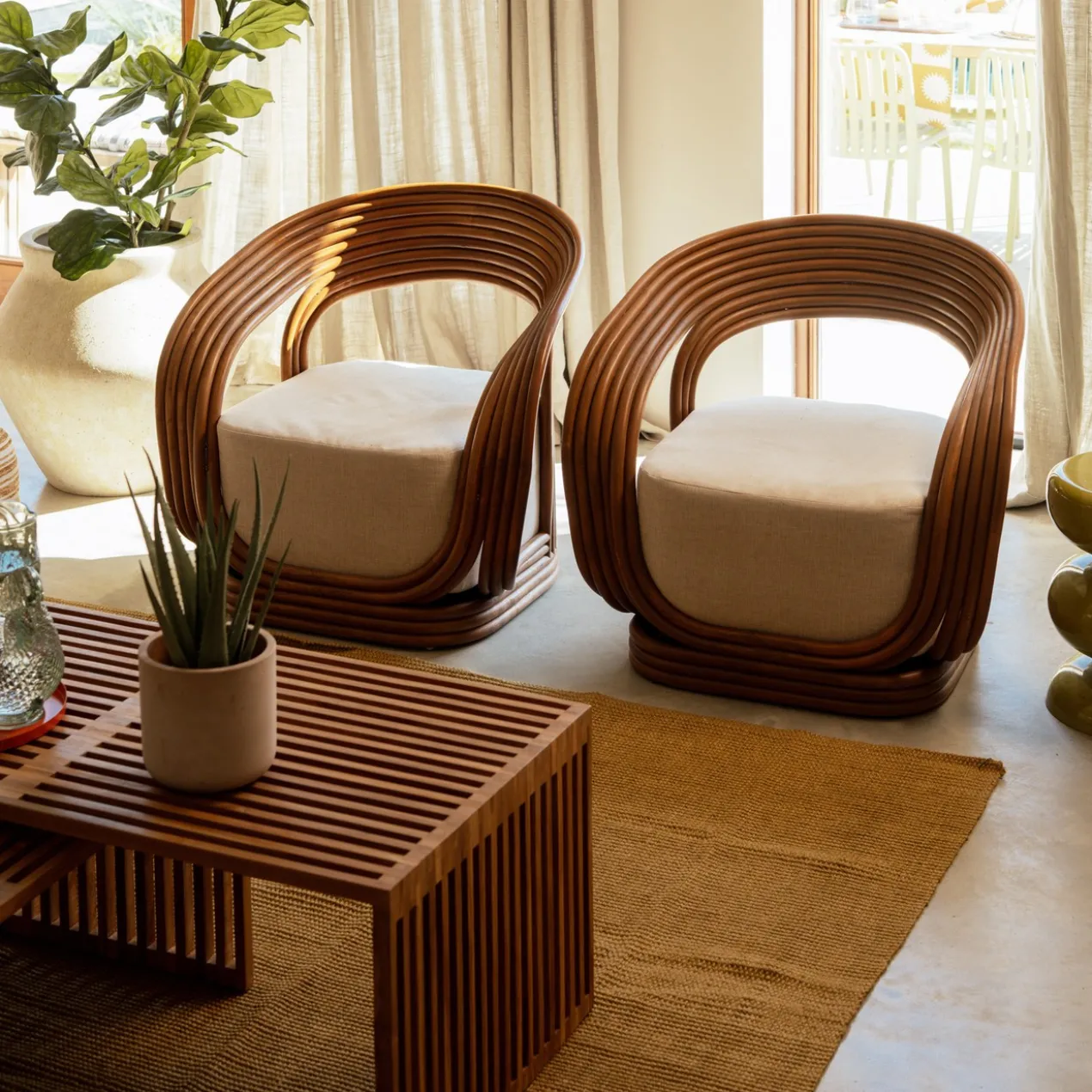 Fauteuil Jonas natural rattan vintage