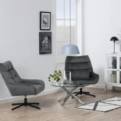 Fauteuil Niek draaibaar Donkergrijs