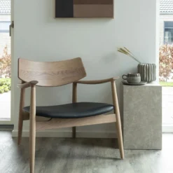 Fauteuil Oliver hout met kunstleren zitting Naturel
