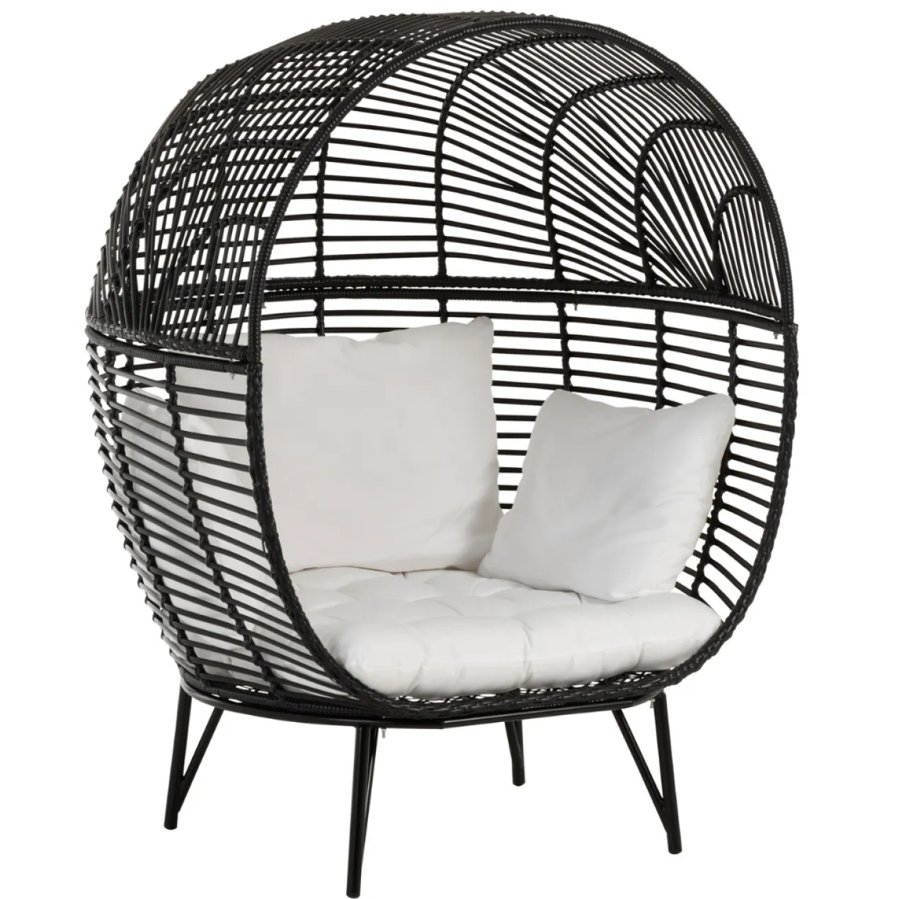 Fauteuil Ovaal staal zwart/wit