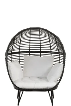 Fauteuil Ovaal staal zwart/wit