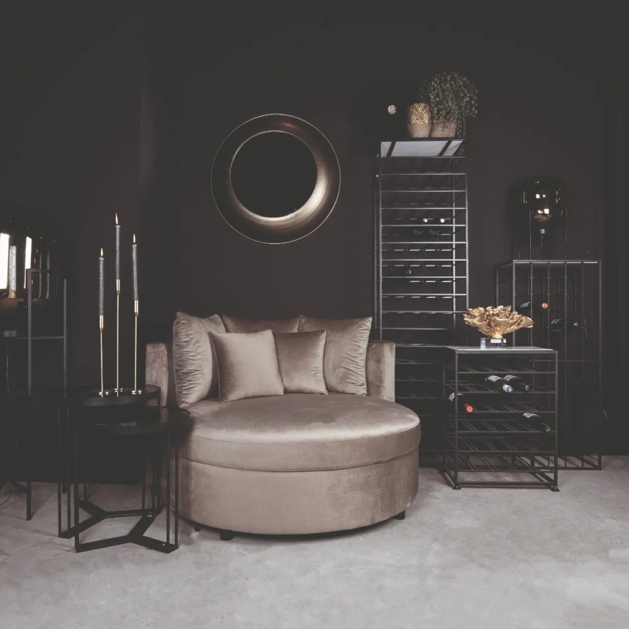 Fauteuil XL Rond inclusief 5 kussens Beige