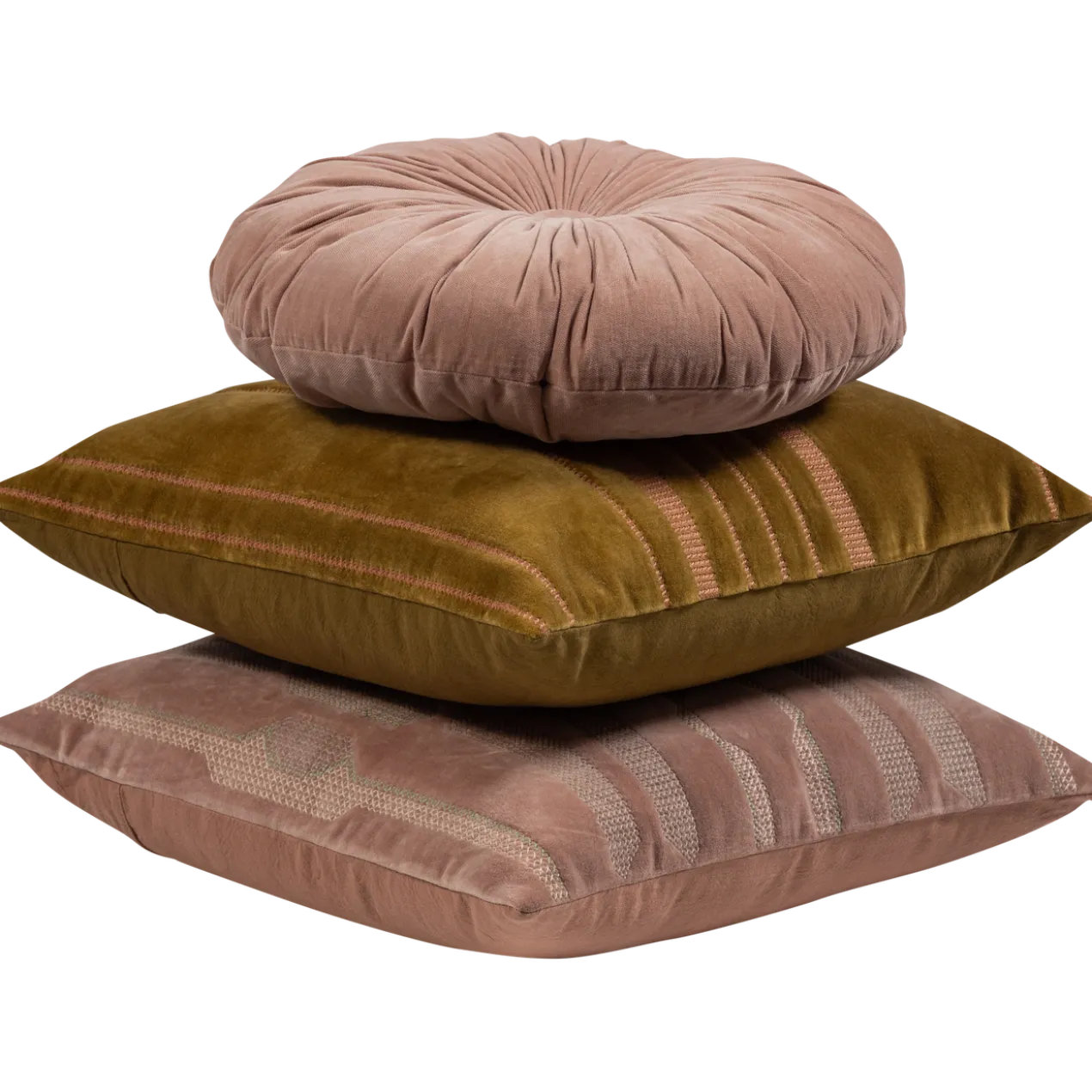 Feis kussens velvet roze/naturel - set van 3