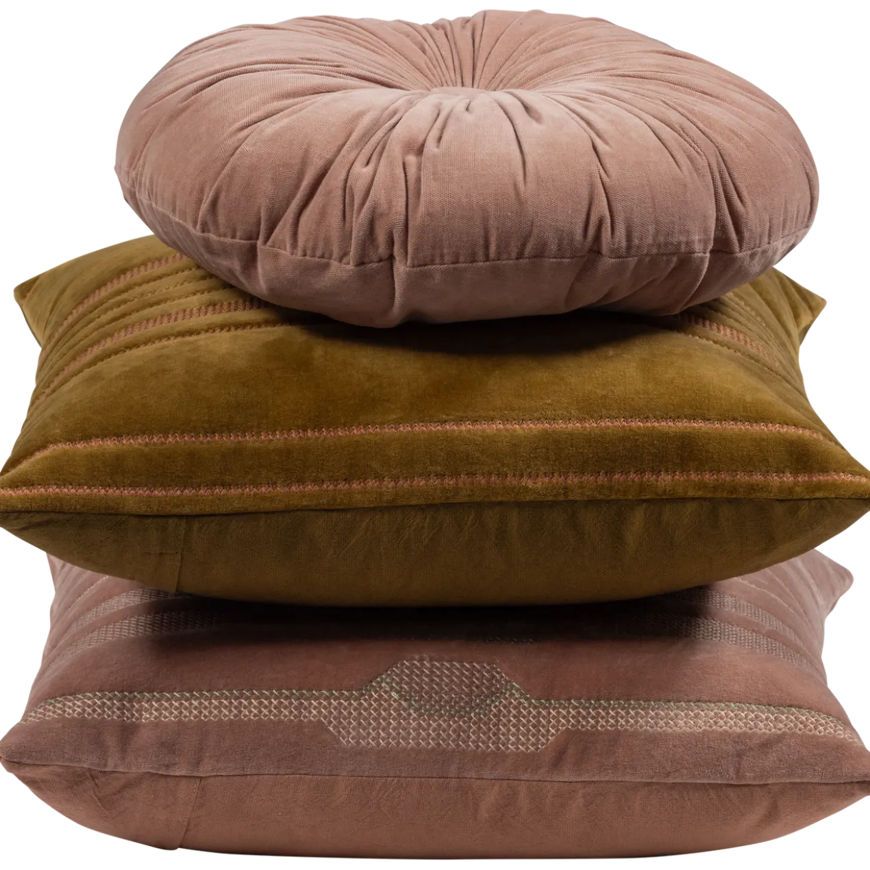 Feis kussens velvet roze/naturel - set van 3