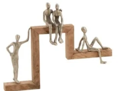 Figuur de 4 relaxers mangohout aluminium