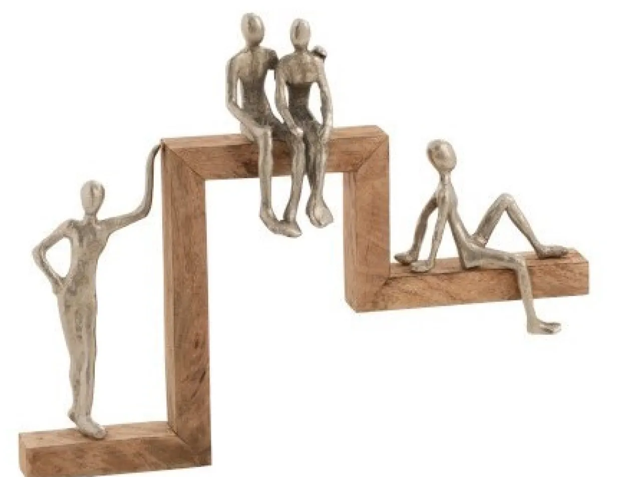 Figuur de 4 relaxers mangohout aluminium