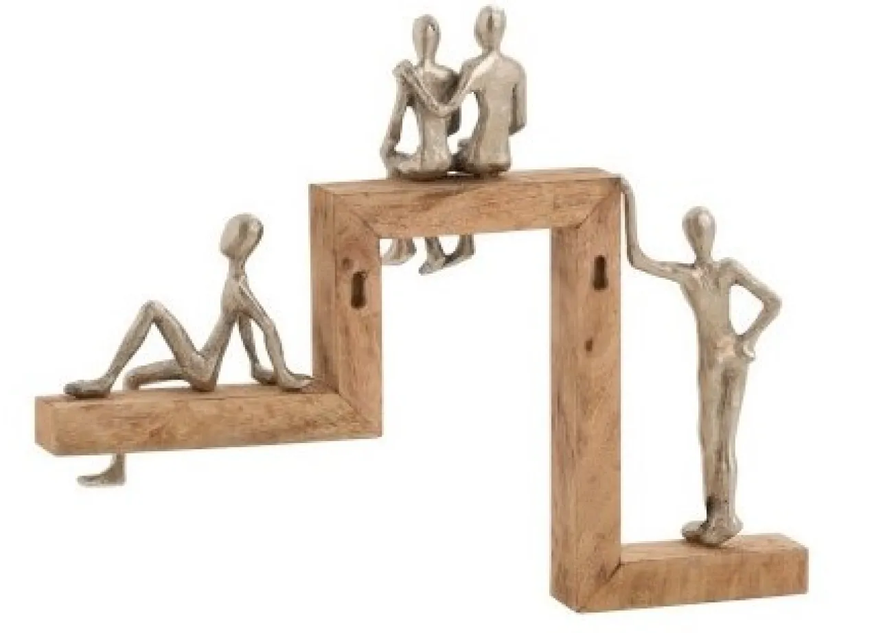 Figuur de 4 relaxers mangohout aluminium