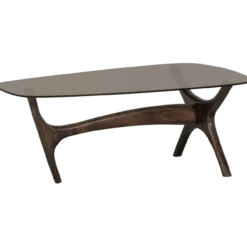 Flash salontafel mangohout/glas walnoot