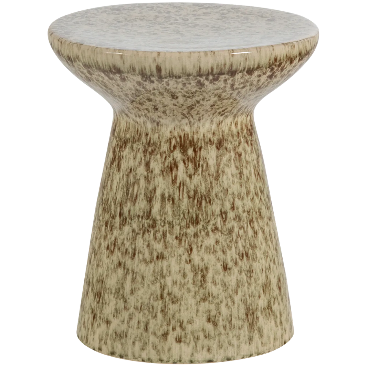 Fleck bijzettafel 43xo35 cm keramiek lichtbruin melange