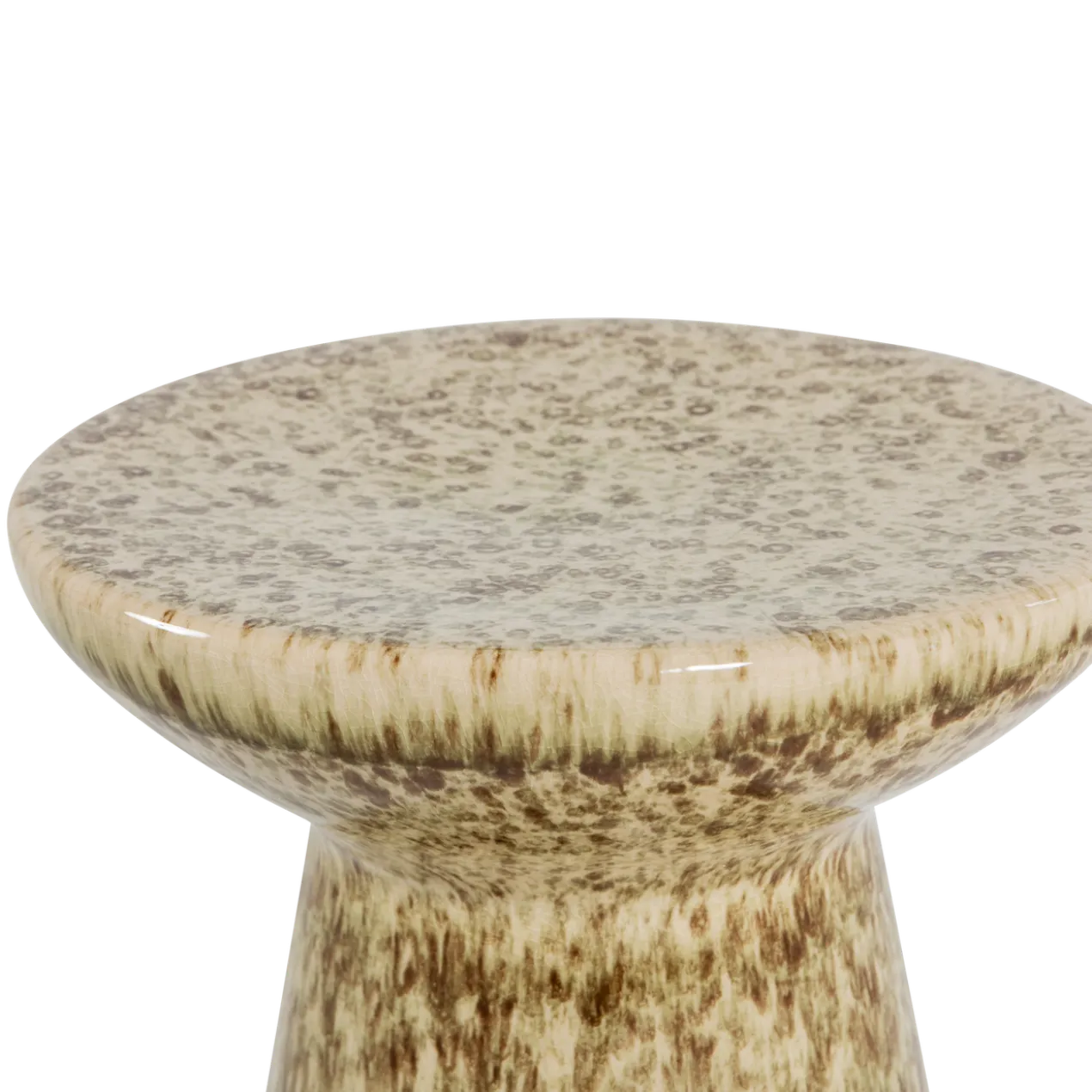 Fleck bijzettafel 43xo35 cm keramiek lichtbruin melange
