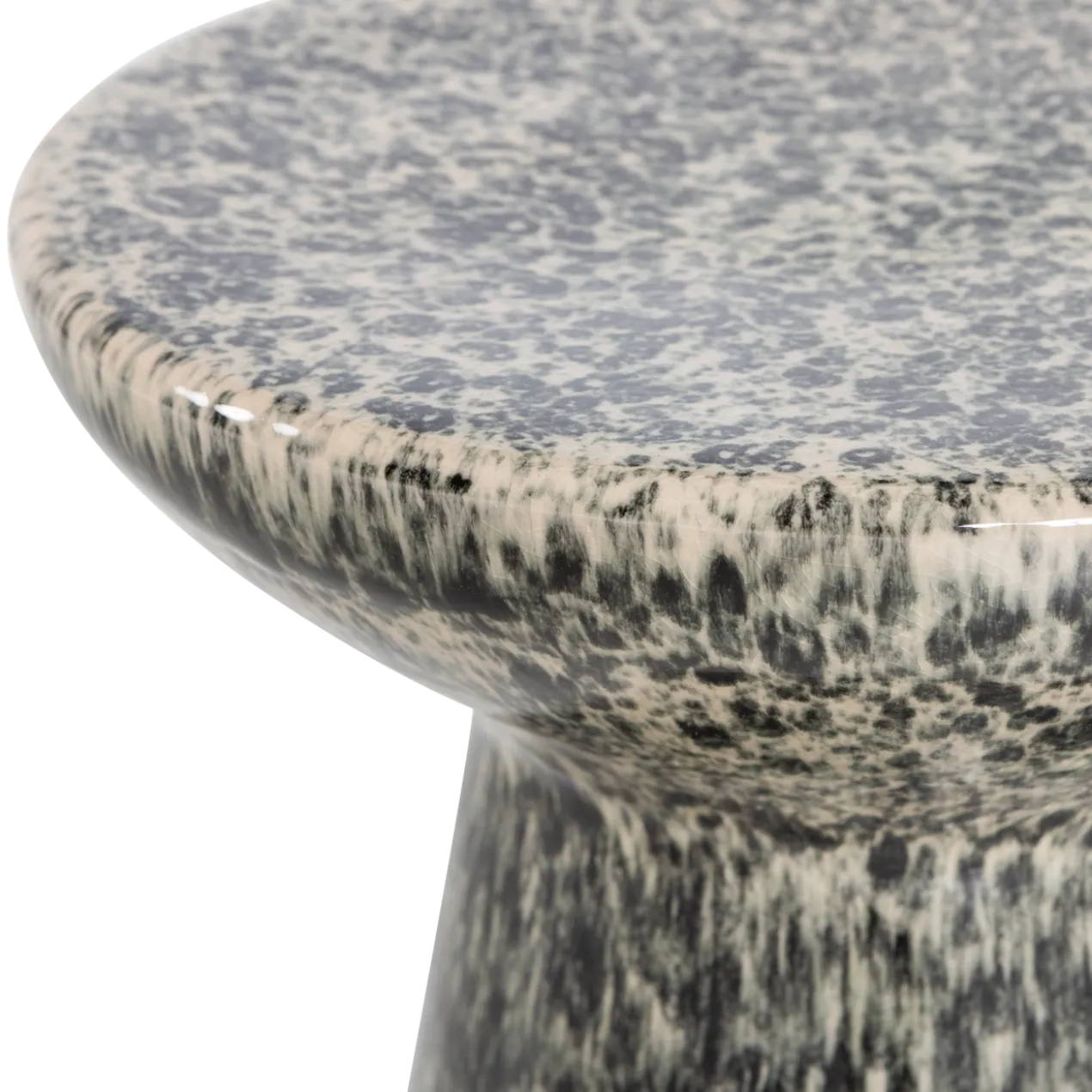 Fleck bijzettafel 43xo35 cm keramiek donkergrijs melange