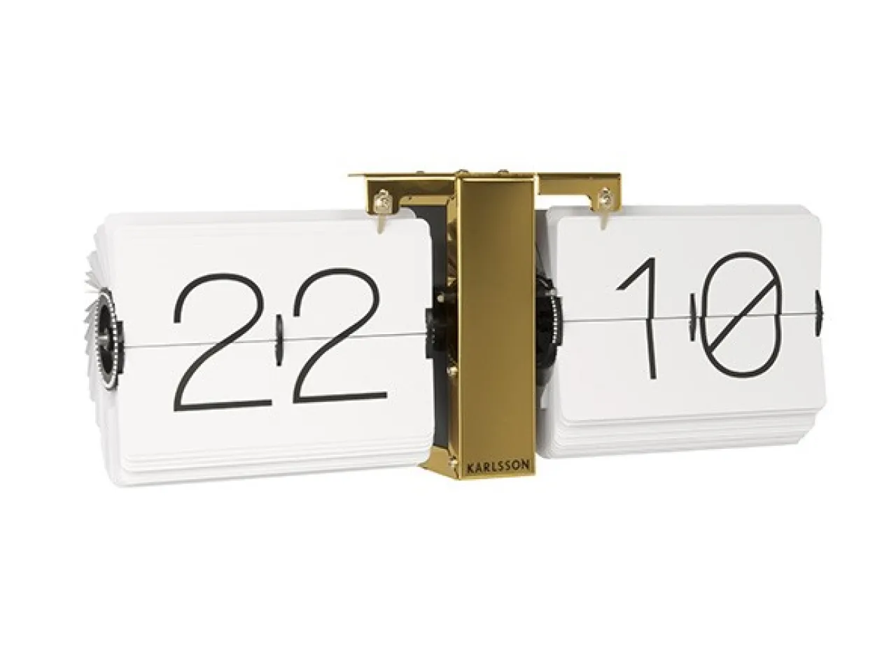 Flip clock No Case white, brass stand