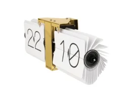 Flip clock No Case white, brass stand