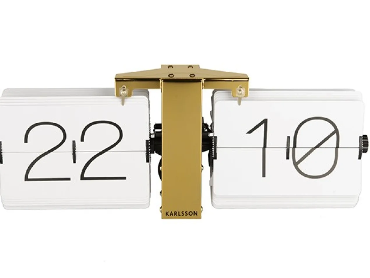 Flip clock No Case white, brass stand