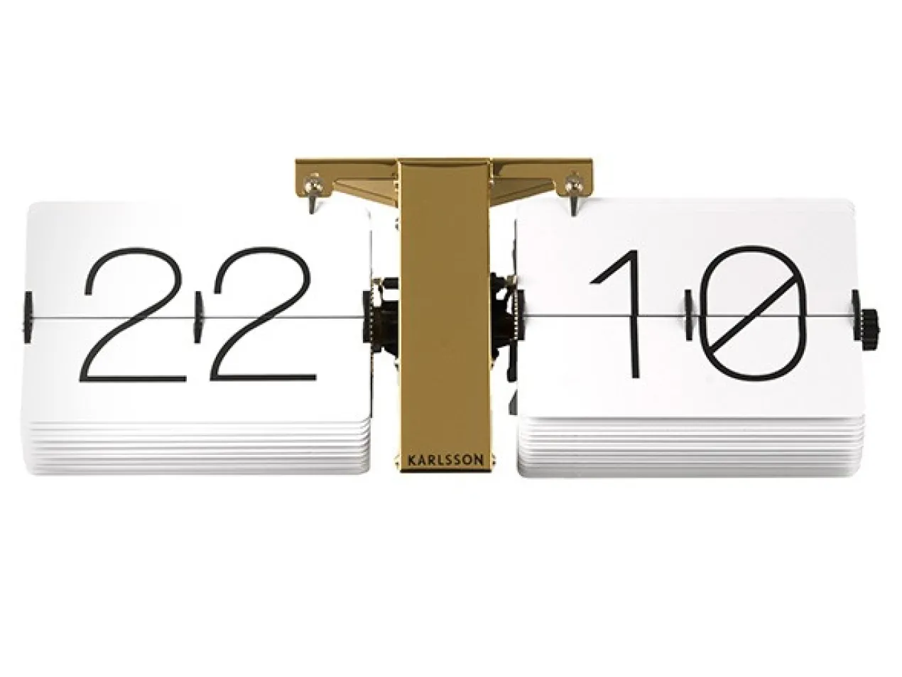 Flip clock No Case white, brass stand