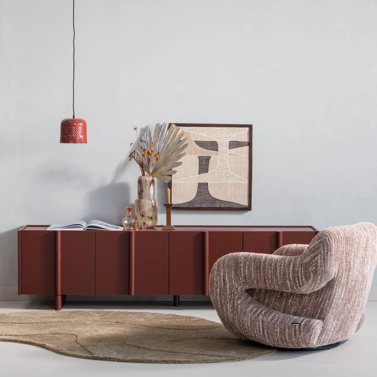 Folke fauteuil chenille oudroze melange